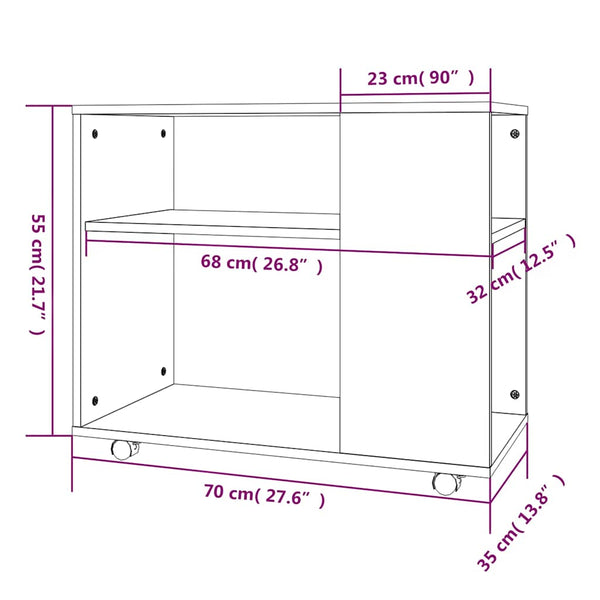 vidaXL Side Table Gray Sonoma 70x35x55 cm Engineered Wood