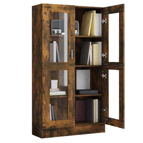 vidaXL Display Cabinet Smoked Oak 82.5x30.5x150 cm Engineered Wood