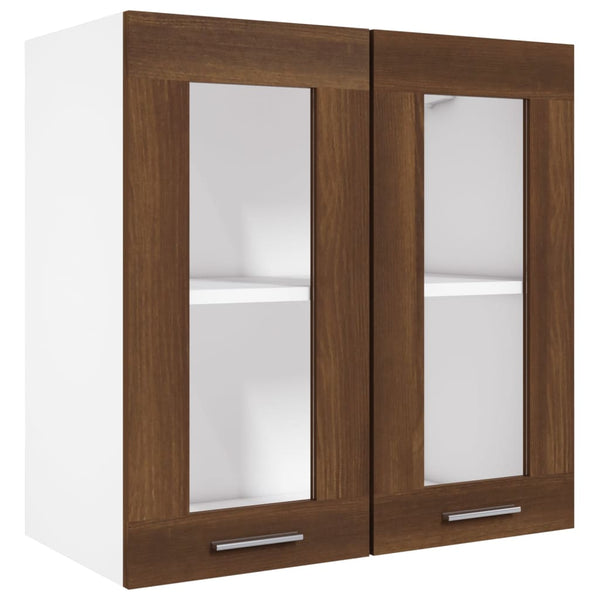 vidaXL Wall Cabinet Lyon Glass Brown Oak Look 60x31x60 cm Engineered Wood