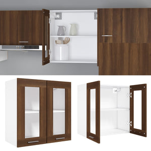 vidaXL Wall Cabinet Lyon Glass Brown Oak Look 60x31x60 cm Engineered Wood
