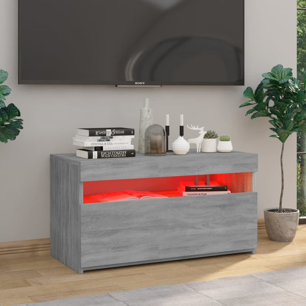 vidaXL TV Cabinet with LED Lights Sonoma Grey 75x35x40 cm
