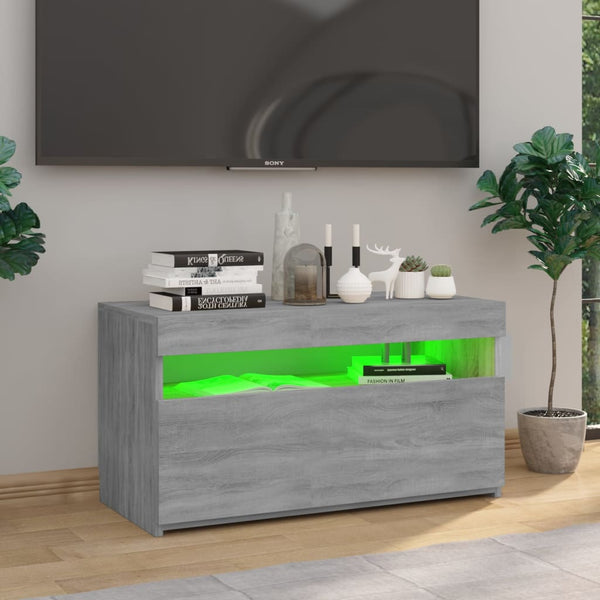 vidaXL TV Cabinet with LED Lights Sonoma Grey 75x35x40 cm