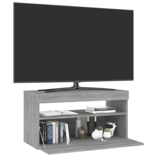 vidaXL TV Cabinet with LED Lights Sonoma Grey 75x35x40 cm