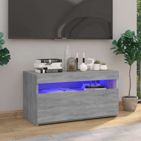 vidaXL TV Cabinet with LED Lights Sonoma Grey 75x35x40 cm