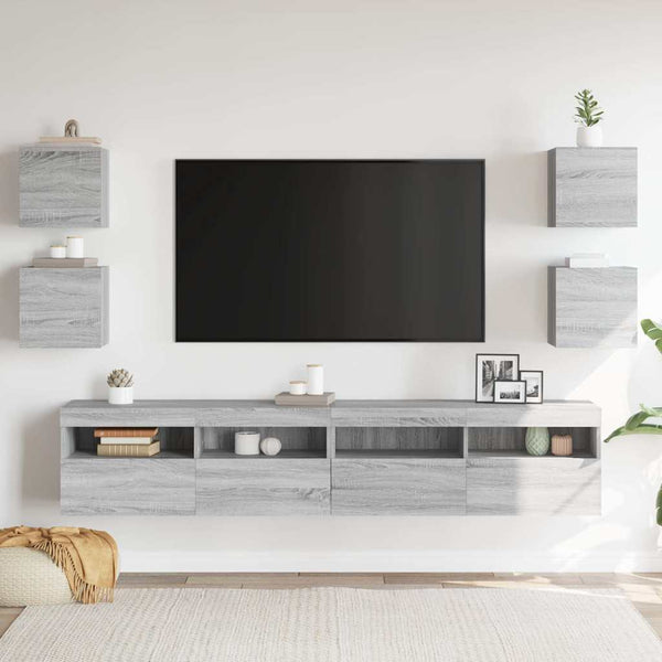 vidaXL TV Wall Cabinets 4 pcs. Sonoma Grey 30.5x30x30 cm