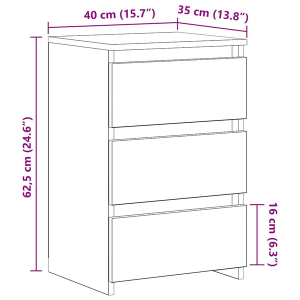 vidaXL Nightstands 2 pcs Smoked Oak 40x35x62.5 cm Engineered Wood