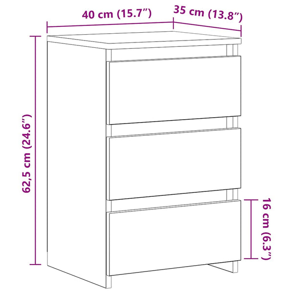 vidaXL Nightstands 2 pcs Brown Oak 40x35x62.5 cm Engineered Wood