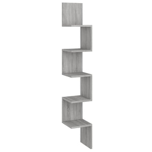 vidaXL Wall Corner Shelf Sonoma Grey 20x20x127.5 cm Engineered Wood