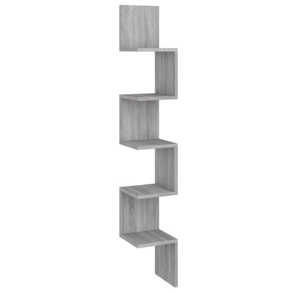 vidaXL Wall Corner Shelf Sonoma Grey 20x20x127.5 cm Engineered Wood