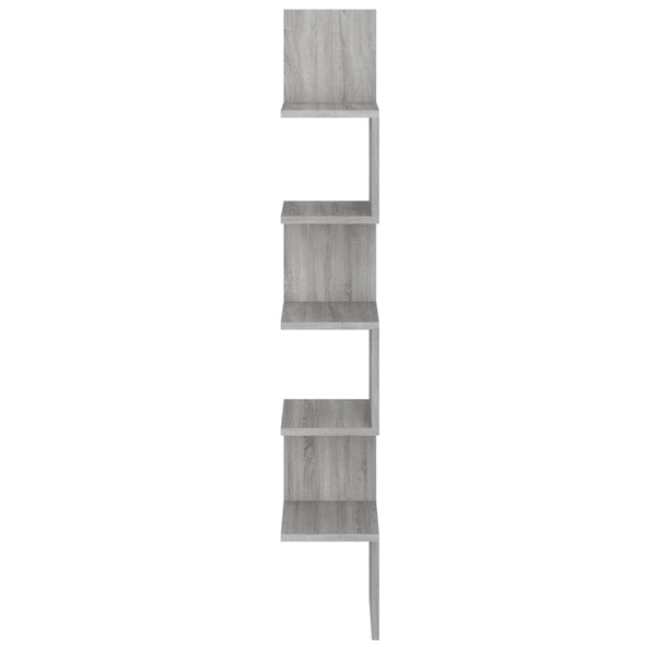 vidaXL Wall Corner Shelf Sonoma Grey 20x20x127.5 cm Engineered Wood