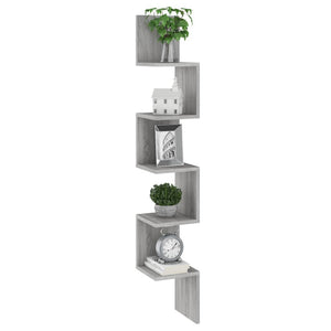 vidaXL Wall Corner Shelf Sonoma Grey 20x20x127.5 cm Engineered Wood