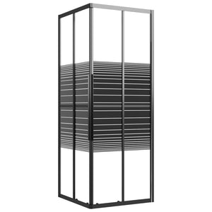 vidaXL Shower Enclosure with Stripes Tempered Glass 80x80x180 cm Black