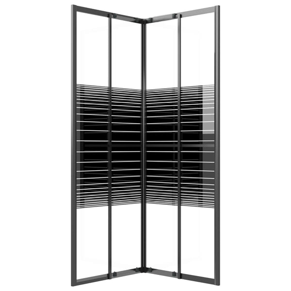vidaXL Shower Enclosure with Stripes Tempered Glass 80x80x180 cm Black