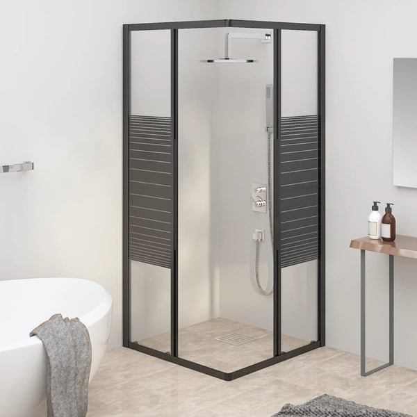 vidaXL Shower Enclosure with Stripes Tempered Glass 80x80x180 cm Black