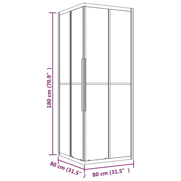 vidaXL Shower Enclosure with Stripes Tempered Glass 80x80x180 cm Black