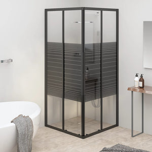 vidaXL Shower Enclosure with Stripes Tempered Glass 80x80x180 cm Black