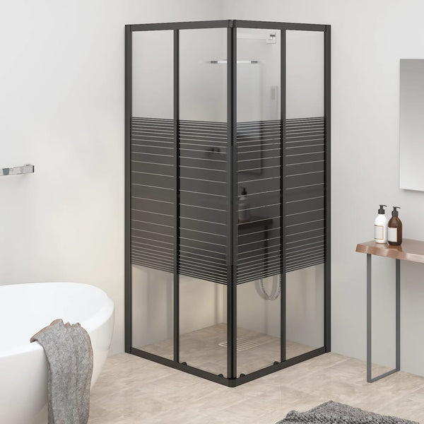 vidaXL Shower Enclosure with Stripes Tempered Glass 80x80x180 cm Black