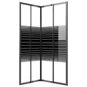 vidaXL Shower Enclosure with Stripes Tempered Glass 90x70x180 cm Black