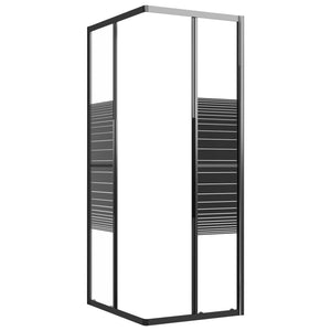 vidaXL Shower Enclosure with Stripes Tempered Glass 90x70x180 cm Black