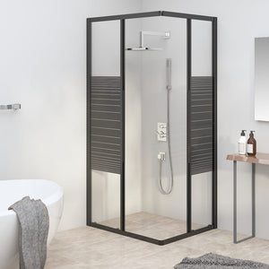 vidaXL Shower Enclosure with Stripes Tempered Glass 90x70x180 cm Black