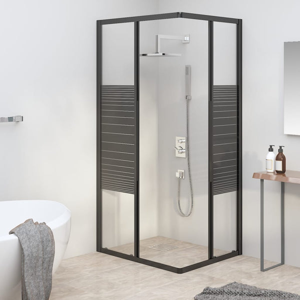 vidaXL Shower Enclosure with Stripes Tempered Glass 90x70x180 cm Black