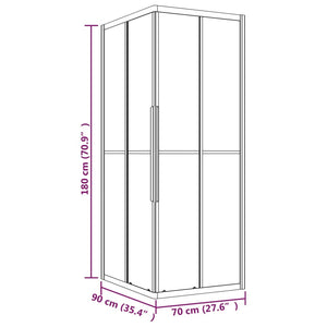 vidaXL Shower Enclosure with Stripes Tempered Glass 90x70x180 cm Black