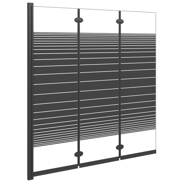vidaXL 3-Panel Folding Bathtub Screen 130x130 cm ESG Black