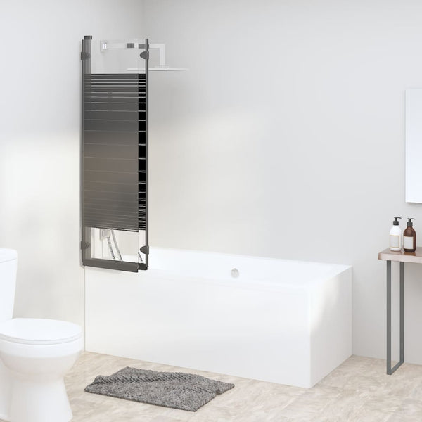 vidaXL 3-Panel Folding Bathtub Screen 130x130 cm ESG Black