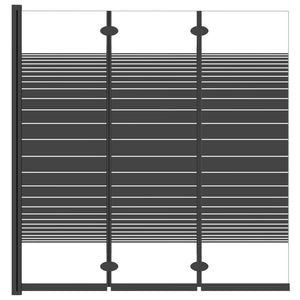 vidaXL 3-Panel Folding Bathtub Screen 130x130 cm ESG Black