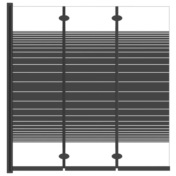 vidaXL 3-Panel Folding Bathtub Screen 130x130 cm ESG Black
