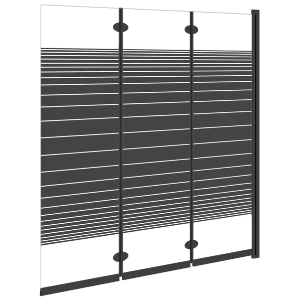 vidaXL 3-Panel Folding Bathtub Screen 130x130 cm ESG Black