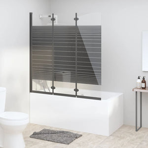 vidaXL 3-Panel Folding Bathtub Screen 130x130 cm ESG Black