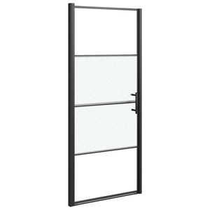 vidaXL Shower Door 81x195 cm Semi-Frosted Tempered Glass Black