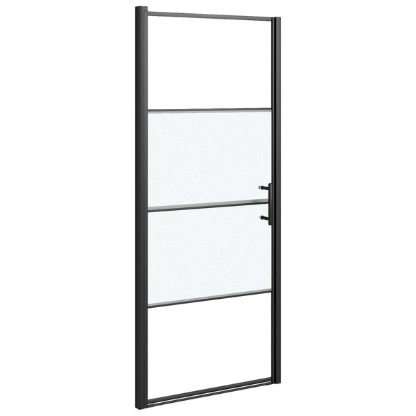 vidaXL Shower Door 81x195 cm Semi-Frosted Tempered Glass Black