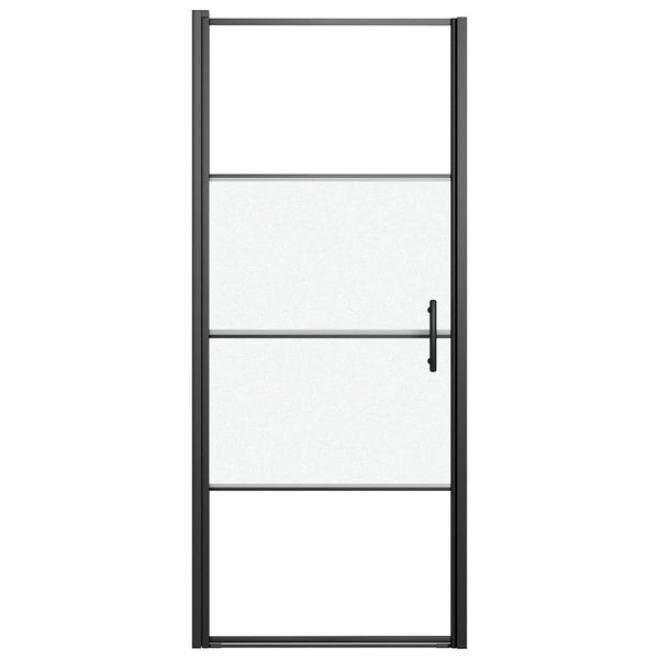 vidaXL Shower Door 81x195 cm Semi-Frosted Tempered Glass Black