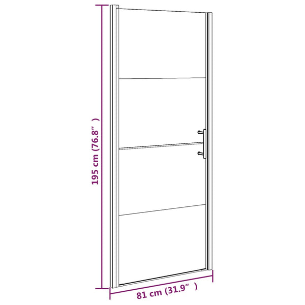 vidaXL Shower Door 81x195 cm Semi-Frosted Tempered Glass Black