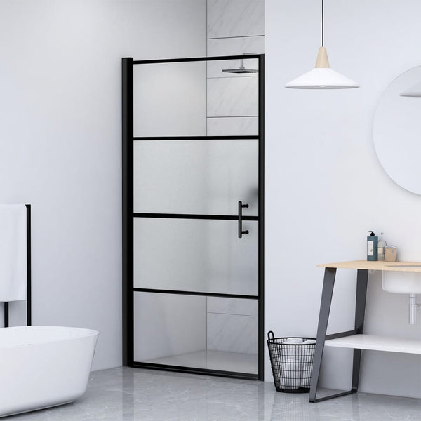 vidaXL Shower Door 81x195 cm Semi-Frosted Tempered Glass Black