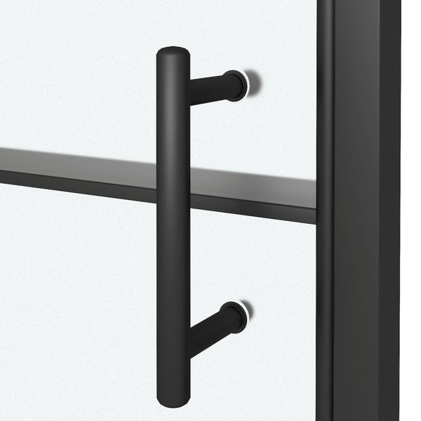 vidaXL Shower Door 100x178 cm Semi-Frosted Tempered Glass Black