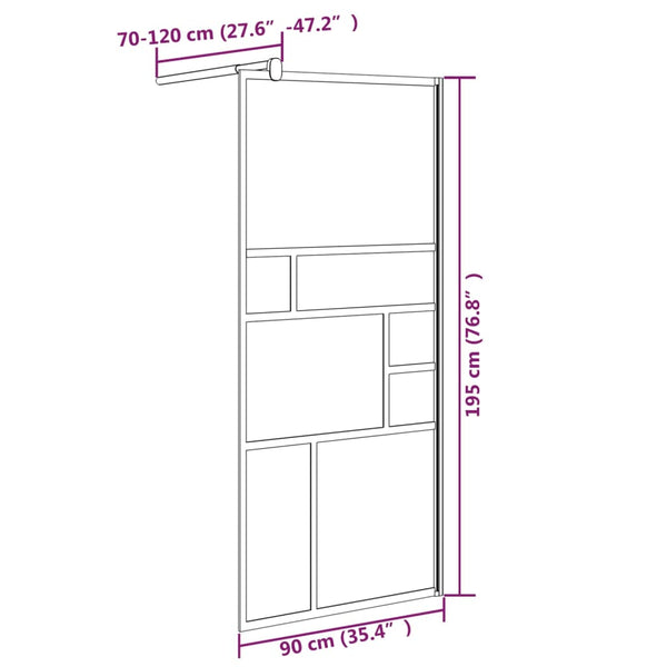 vidaXL Walk-in Shower Screen 90x195 cm Tempered Glass White