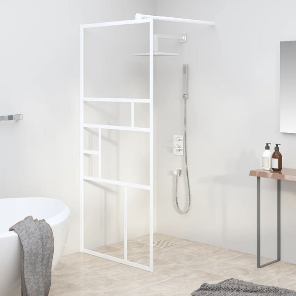 vidaXL Walk-in Shower Screen 90x195 cm Tempered Glass White