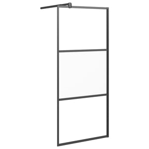 vidaXL Walk-In Shower Screen 80x195 cm Tempered Glass Frosted Black