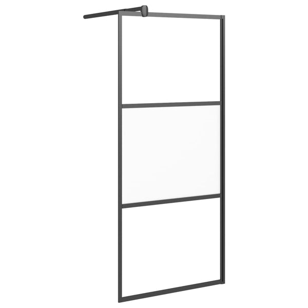 vidaXL Walk-In Shower Screen 80x195 cm Tempered Glass Frosted Black