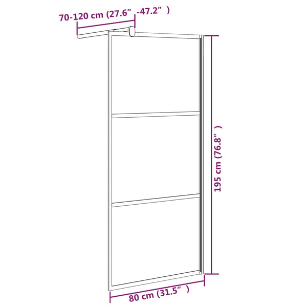 vidaXL Walk-In Shower Screen 80x195 cm Tempered Glass Frosted Black