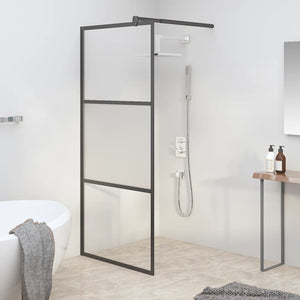 vidaXL Walk-In Shower Screen 80x195 cm Tempered Glass Frosted Black