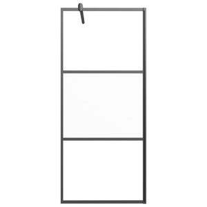 vidaXL Walk-In Shower Screen 90x195 cm Tempered Glass Half-Frosted Black