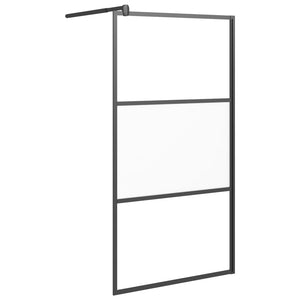 vidaXL Walk-In Shower Screen 100x195cm ESG Semi-Frosted Black
