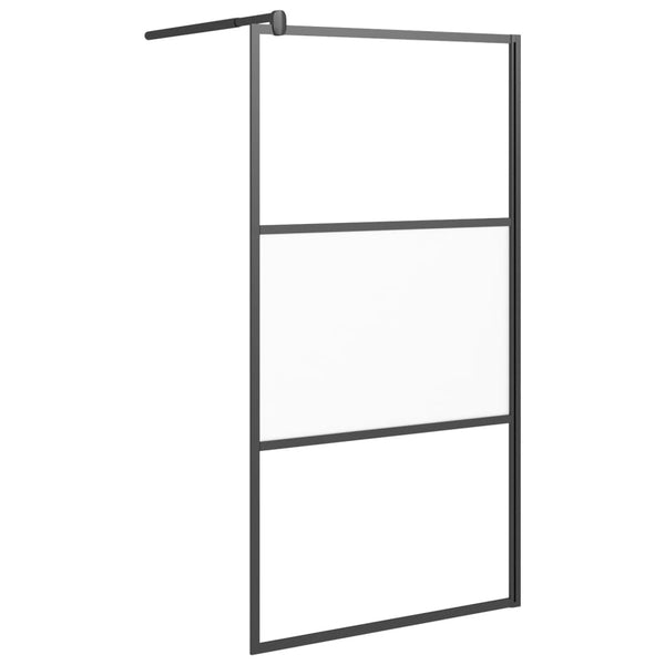 vidaXL Walk-In Shower Screen 100x195cm ESG Semi-Frosted Black