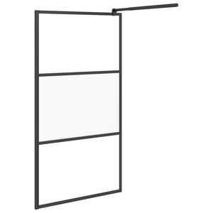vidaXL Walk-In Shower Screen 100x195cm ESG Semi-Frosted Black