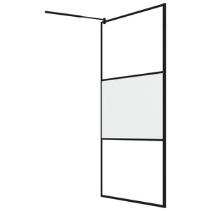 vidaXL Walk-in Shower Screen 115x195cm ESG Semi-Frosted Black