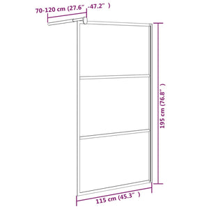 vidaXL Walk-in Shower Screen 115x195cm ESG Semi-Frosted Black